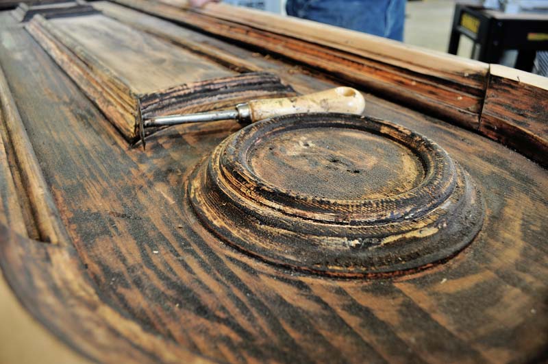 closeup of moulding on old door